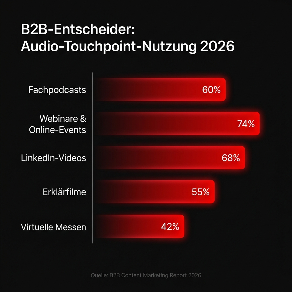 B2B-Entscheider: Audio-Touchpoint-Nutzung 2026 – Fachpodcasts, Webinare, LinkedIn-Videos