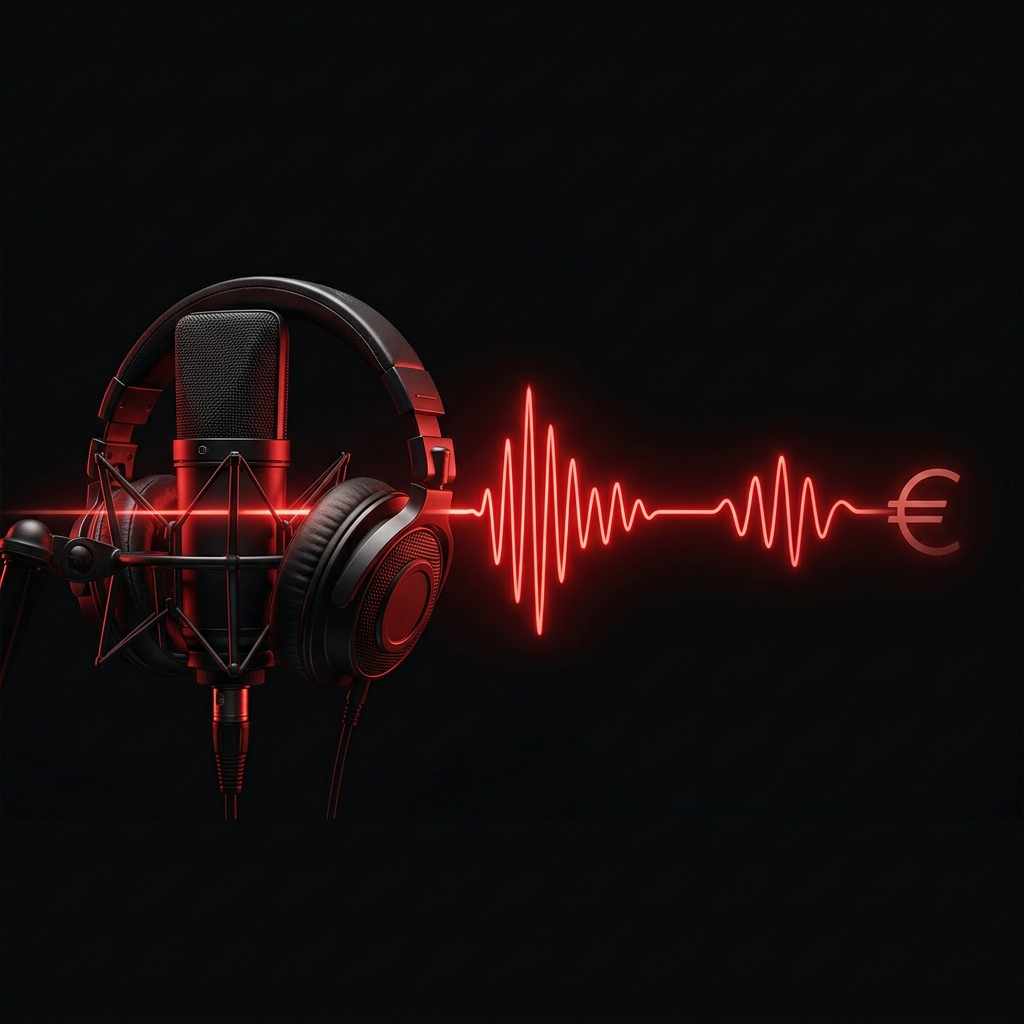 Sound Logo Kosten: Mikrofon und Klangwelle mit Euro-Symbol