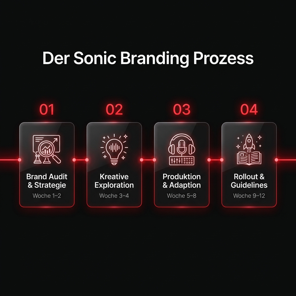 Der Sonic Branding Prozess: 4 Phasen von Brand Audit bis Rollout in 6–12 Wochen
